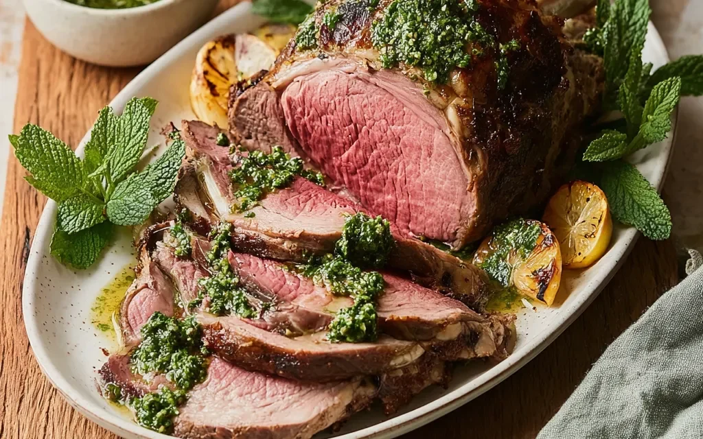 Roast Lamb with Mint Chimichurri