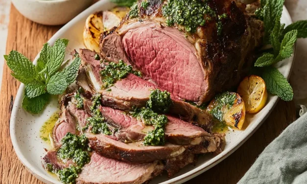 Roast Lamb with Mint Chimichurri