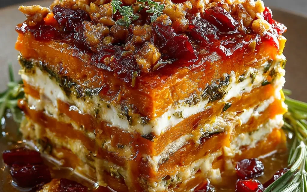 Vegetable Lasagna with Sweet Potato, Butternut Squash & Cranberry Glaze: A Comforting 5-Ingredient Delight