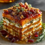 Vegetable Lasagna with Sweet Potato, Butternut Squash & Cranberry Glaze