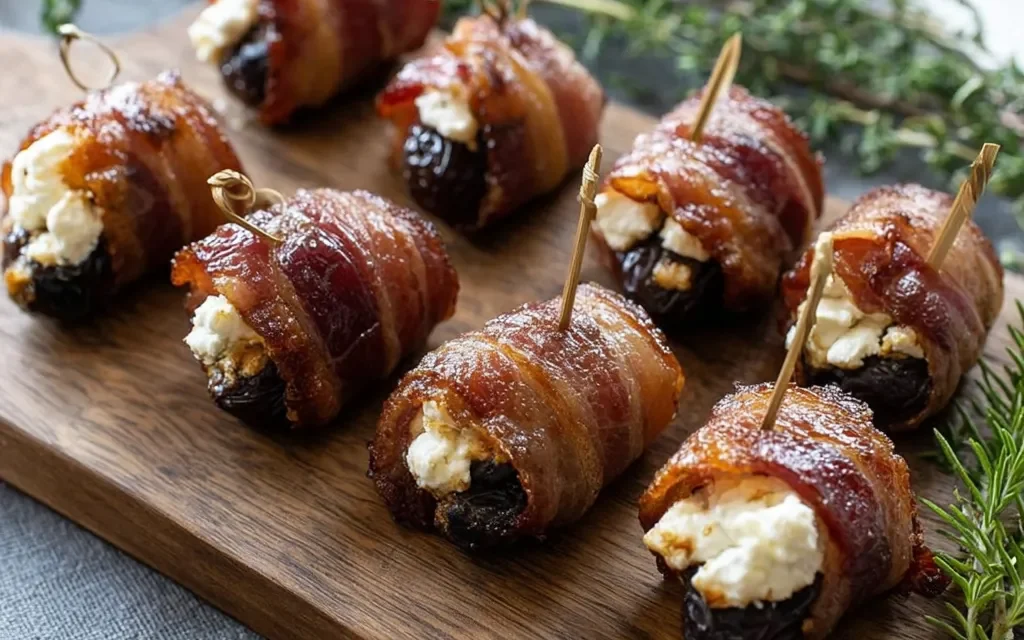 Bacon-Wrapped Dates Stuffed with Goat Cheese