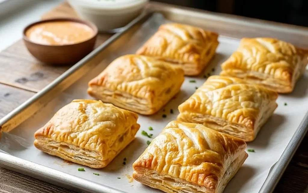 Buffalo Blitz Bites (Puff pastry stuffed with buffalo chicken dip)