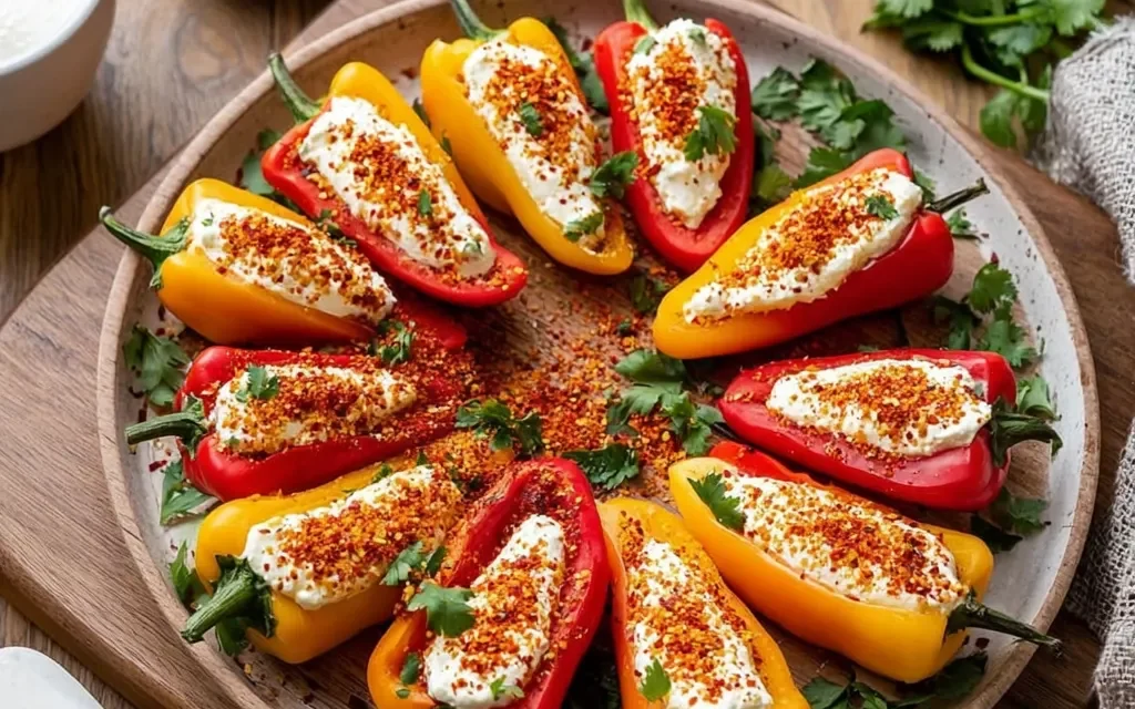 Cream Cheese Stuffed Mini Sweet Peppers with Tajin
