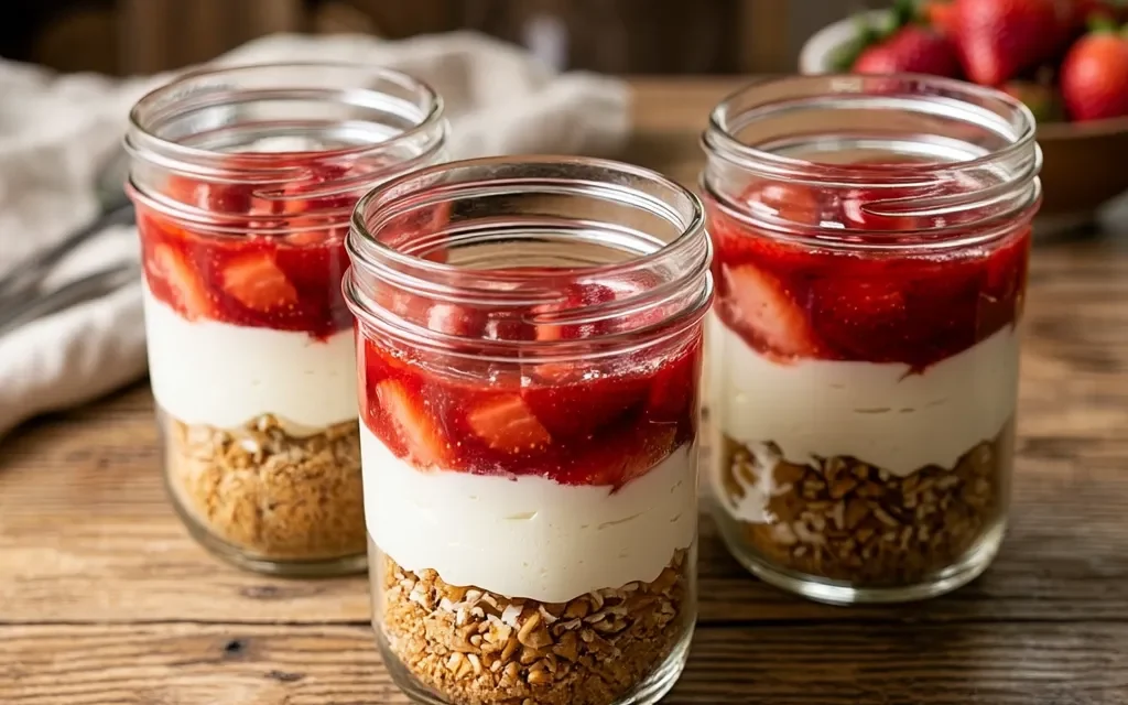 Easy Strawberry Pretzel Salad Jars