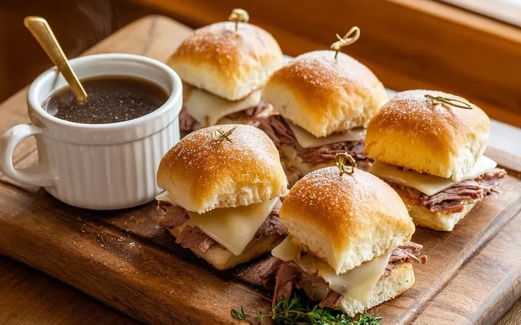 Delicious French Dip Sliders with Au Jus Dip