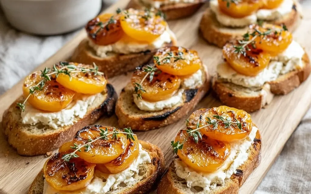 Grilled Apricot and Goat Cheese Crostini