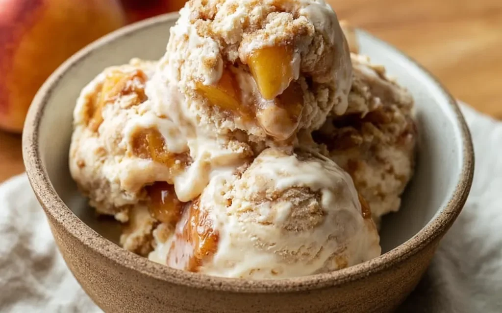 Homemade Peach Cobbler Ice Cream