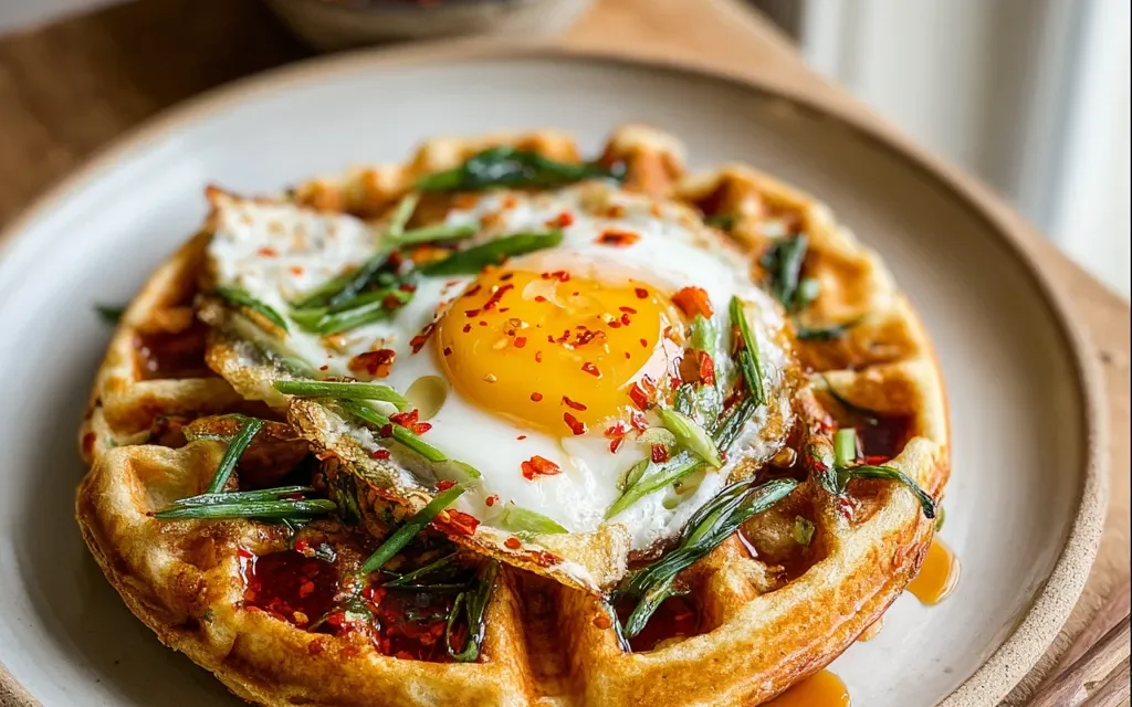 Kimchi Scallion Waffles