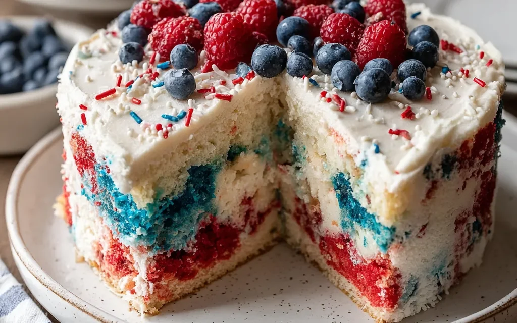 Patriotic Firecracker Poke Cake