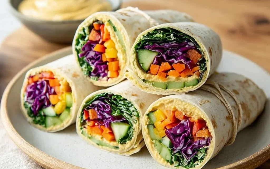 Rainbow Veggie Wraps with Hummus