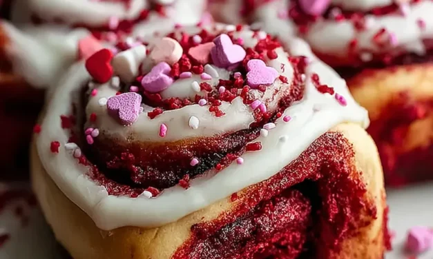 Irresistible Red Velvet Valentine’s Day Cinnamon Rolls