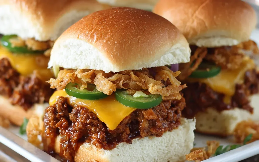 Sloppy Joe Sliders with Crispy Onions
