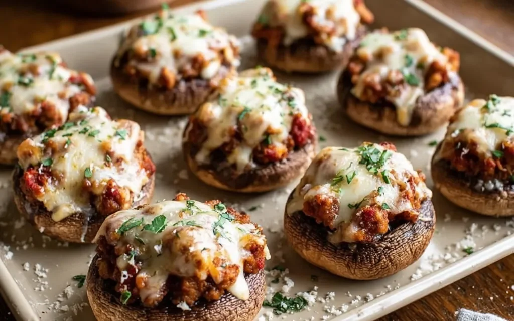 Spicy Sausage Stuffed Mushrooms