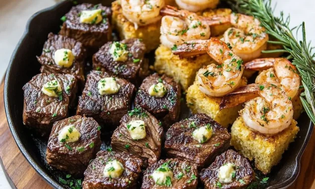 Surf and Turf Steak Bites with Garlic Butter
