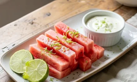 Watermelon Fries with Lime Crema