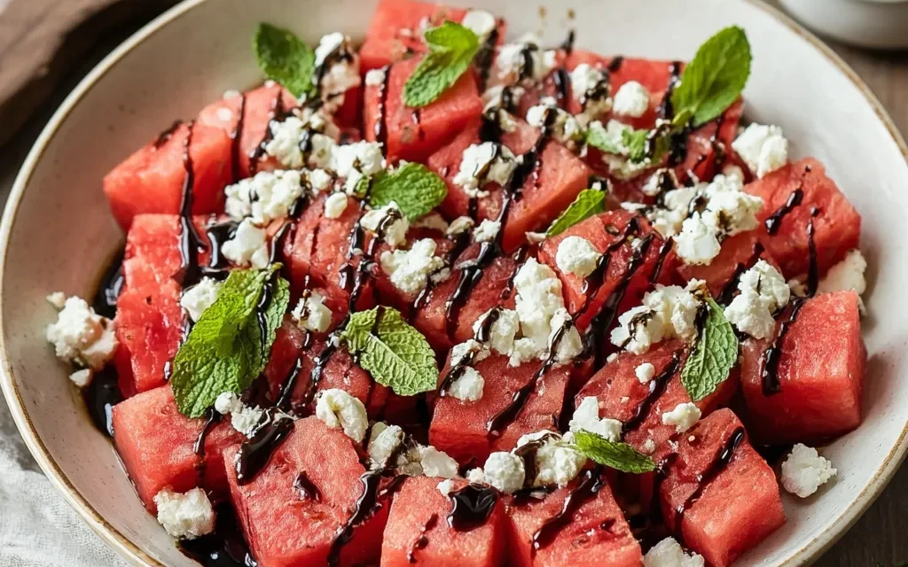 Watermelon and Feta Salad with Balsamic Glaze