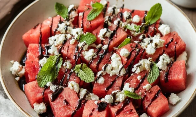 Watermelon and Feta Salad with Balsamic Glaze