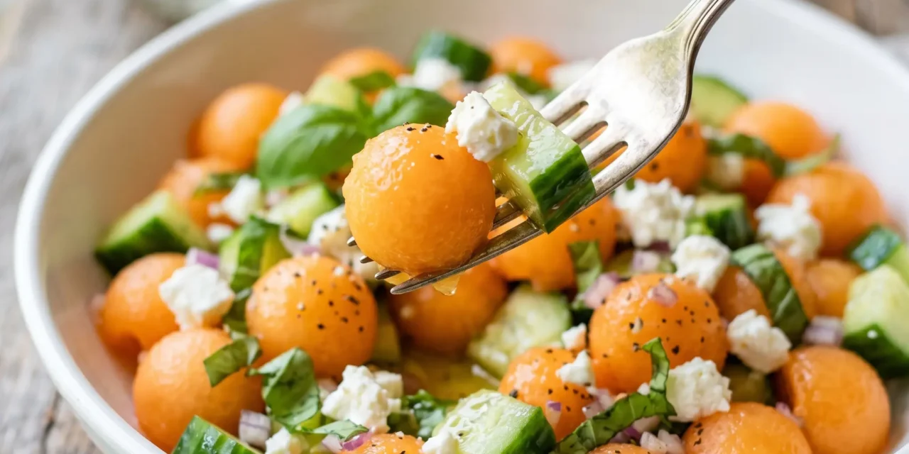 Cantaloupe and Cucumber Salad with Basil & Feta: A Refreshing Summer Treat