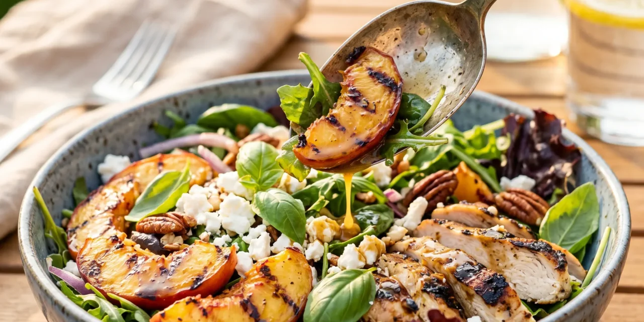 Grilled Peach & Feta Chicken Salad