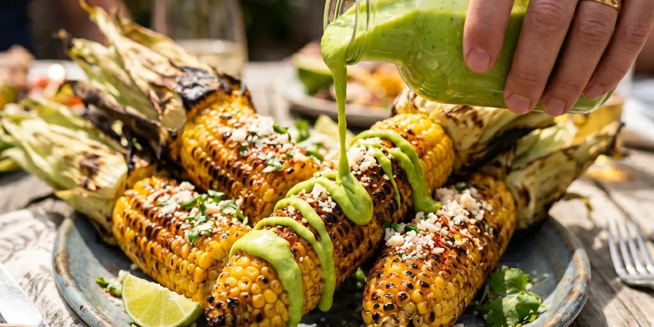 Grilled Corn with Avocado Dressing: A Fresh and Flavorful Delight