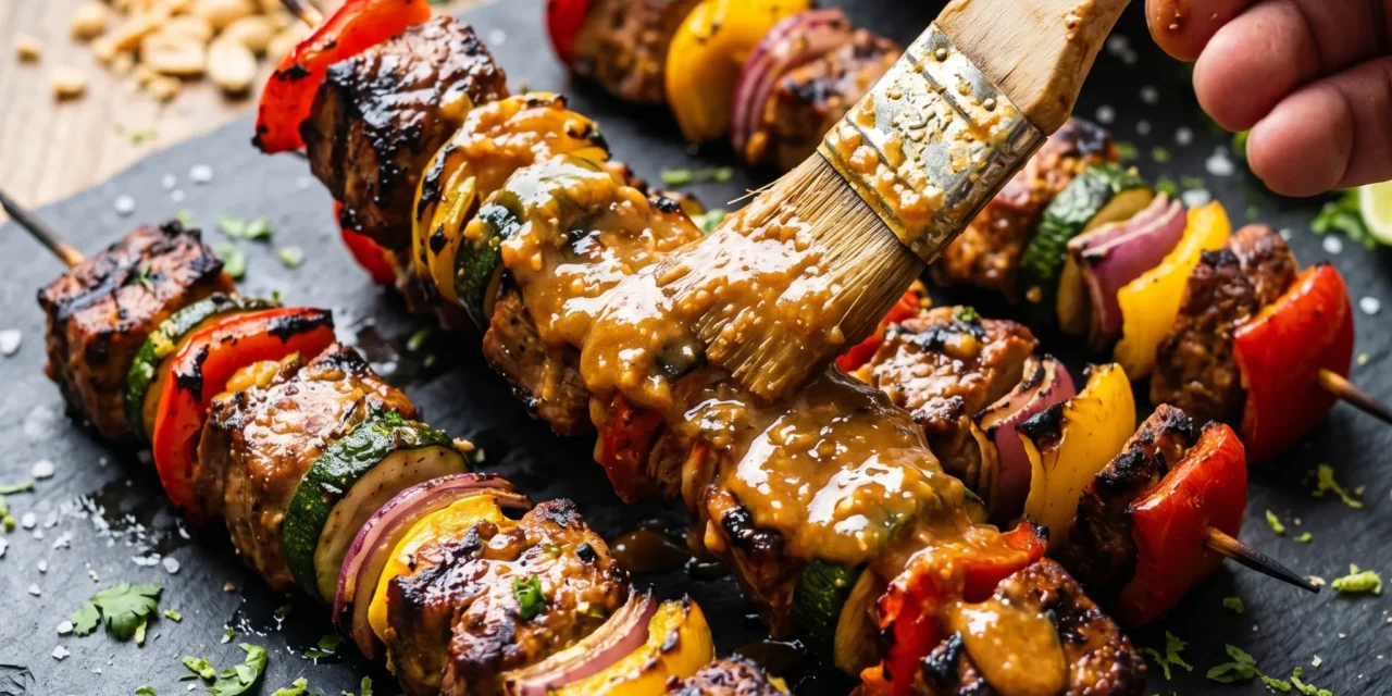 Grilled Pork Kebabs with Peanut Sauce: A Flavorful Delight