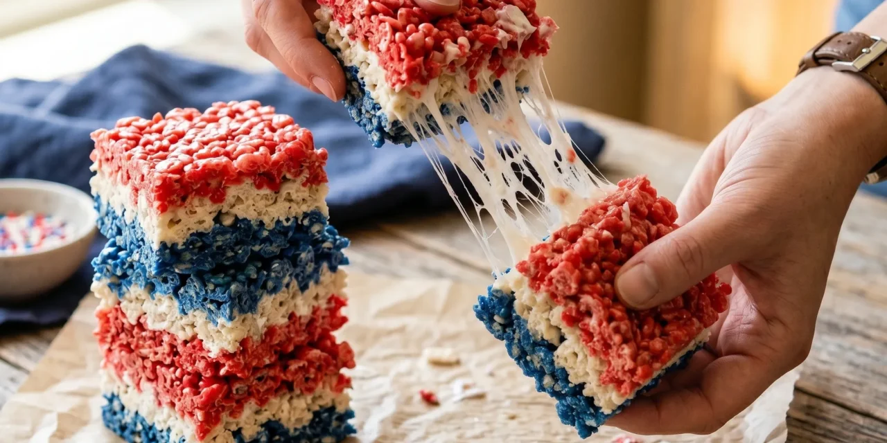 Red, White and Blue Crispy Rice Treats for a Festive Celebration