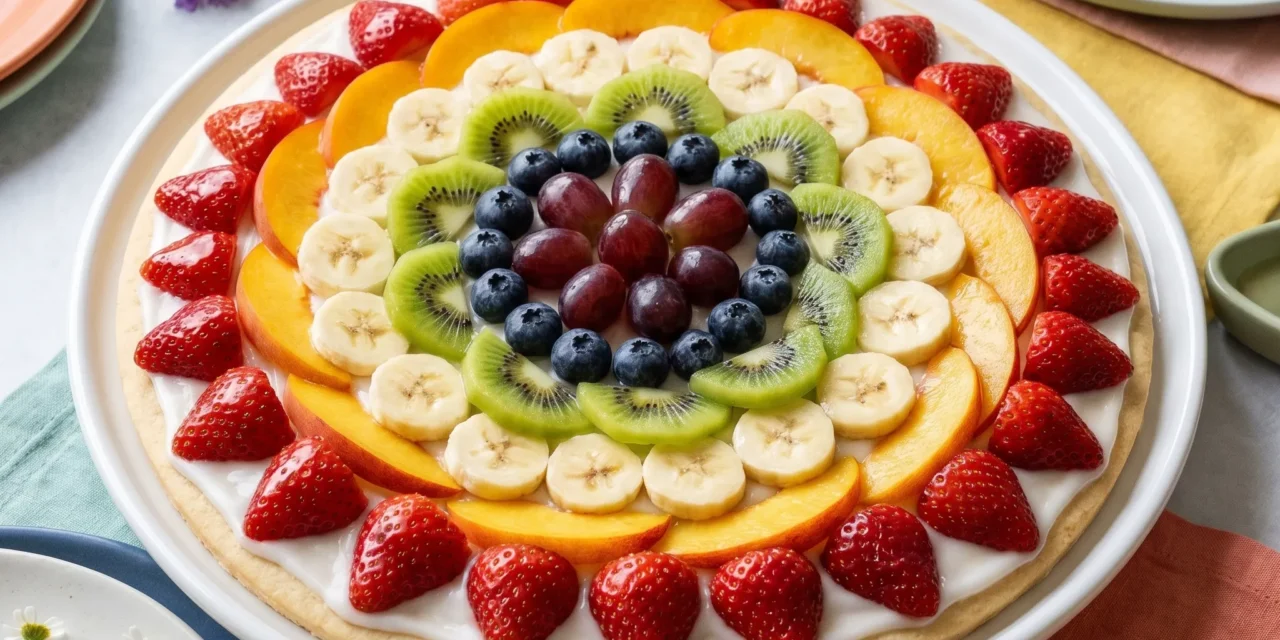 Rainbow Striped Fruit Pizza: A Colorful and Delicious Treat