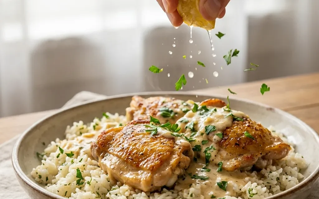 Creamy Lemon Garlic Chicken Rice: A Flavorful Family Favorite