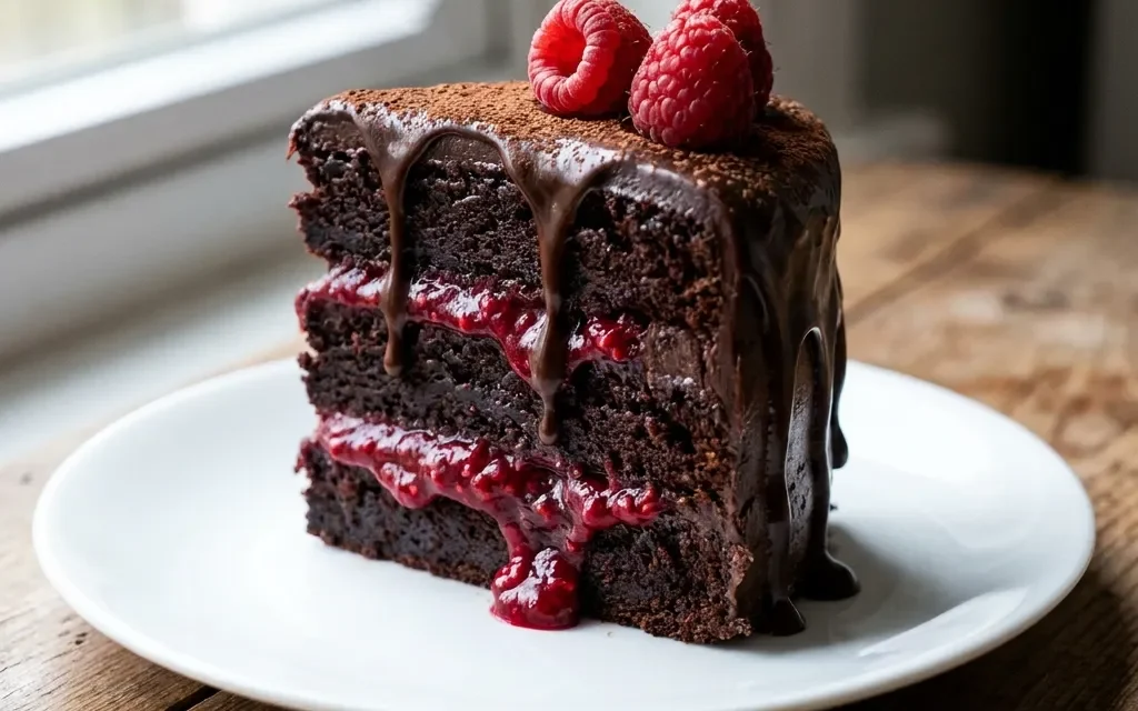 Indulge in the Decadent Double Chocolate Raspberry Cake